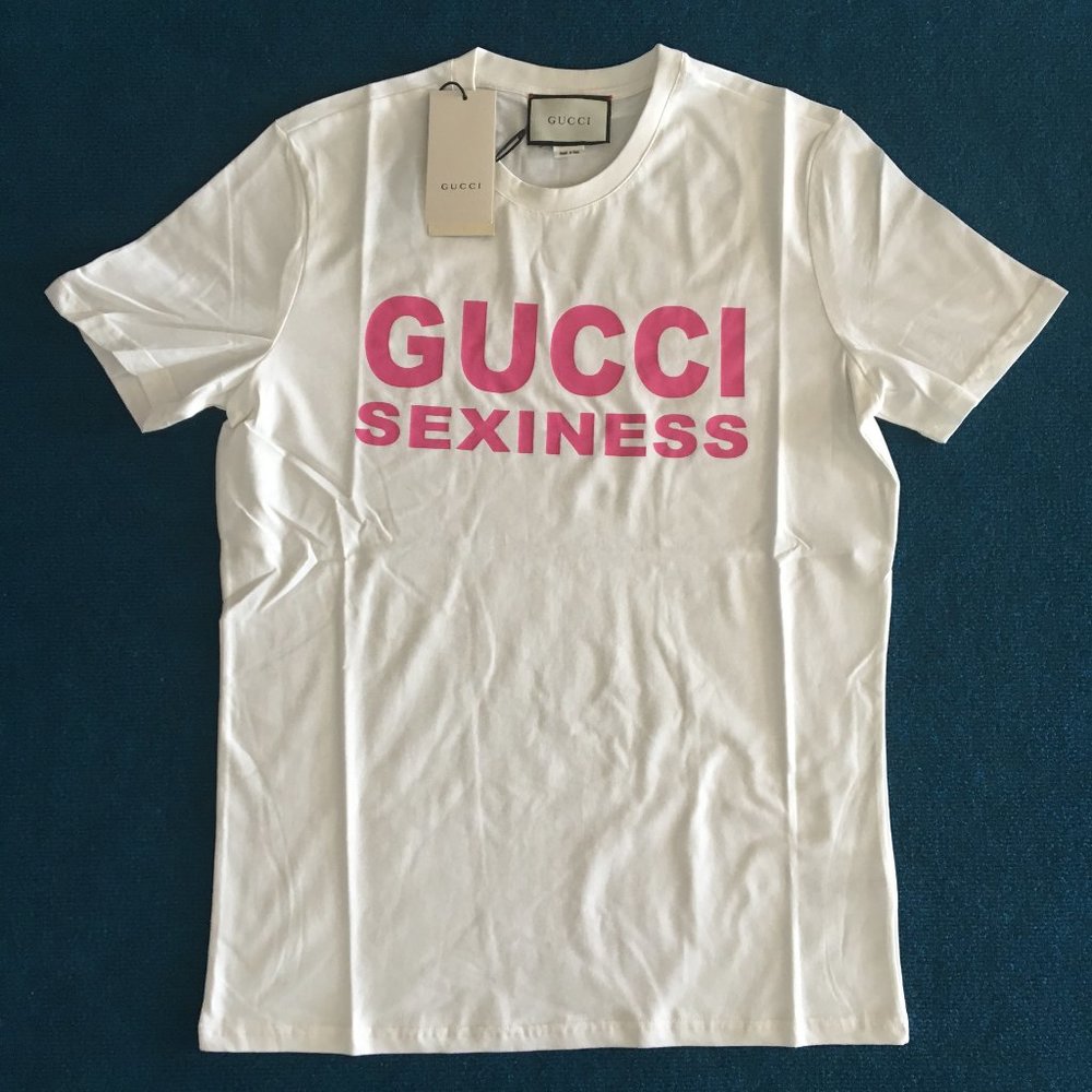 Gucci White Printed Logo T-shirt Men Size : Large